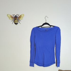 Mossimo Supply Co. Fitted Blue Long Sleeve Tee